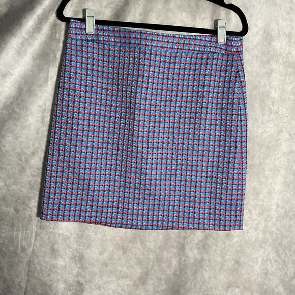 MARC BY MARC JACOBS Skirt - Clover Check - EUC Pink Blue Mini Size 8 Pencil - Picture 2 of 3